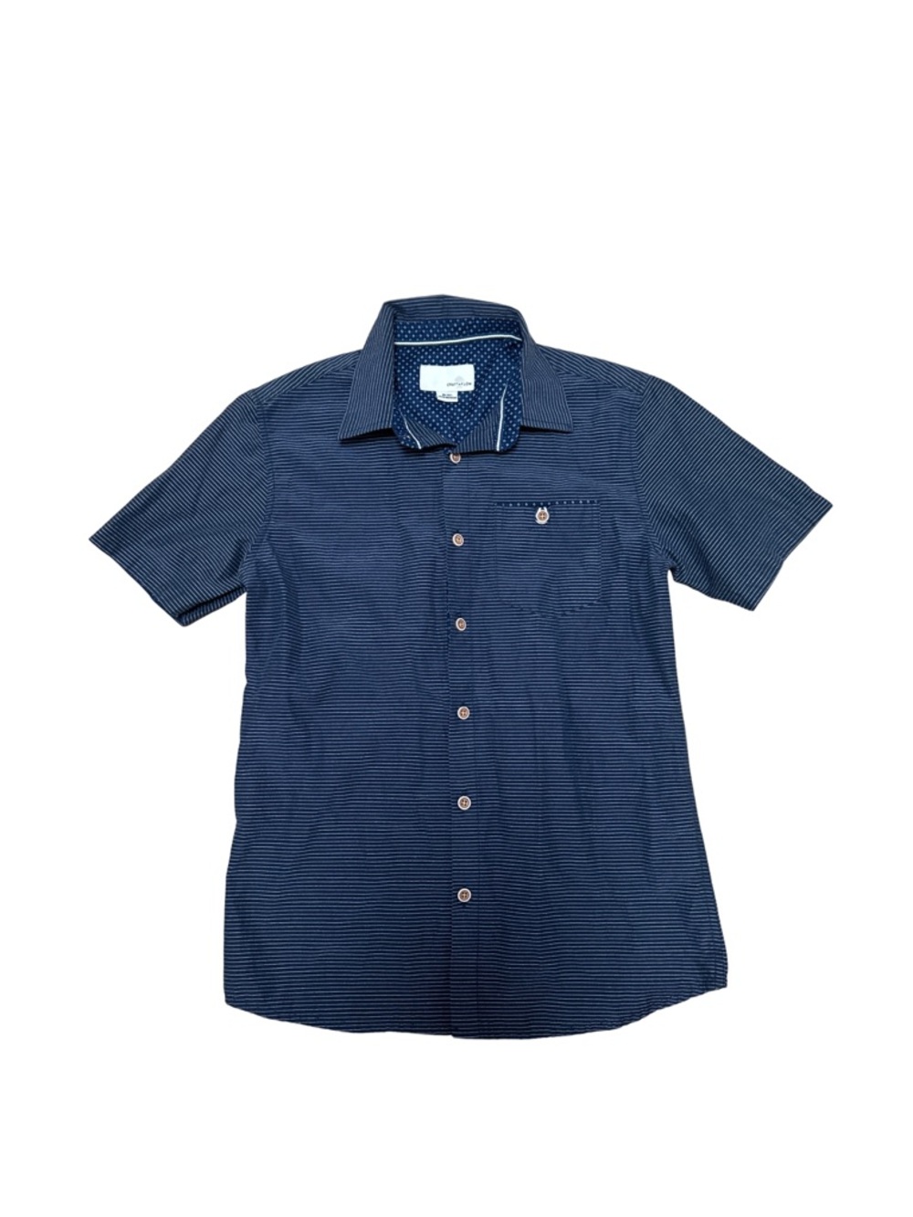 Craft + Flow Big Boys Short-Sleeve Button-Down Horizontal Striped Shirt Size M